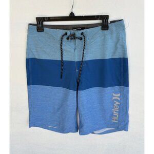 Hurley Mens Striped Boardshorts Size 30 Blue Gradient Quick-Dry With Pocket